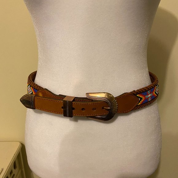 L.L. Bean Accessories - Vintage L.L. Bean Beaded Leather Belt